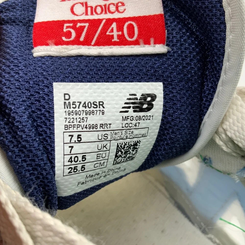 New Balance x STAUD 57/40 White Blue Green Yellow Mens Sneakers M5740SR Size 7.5